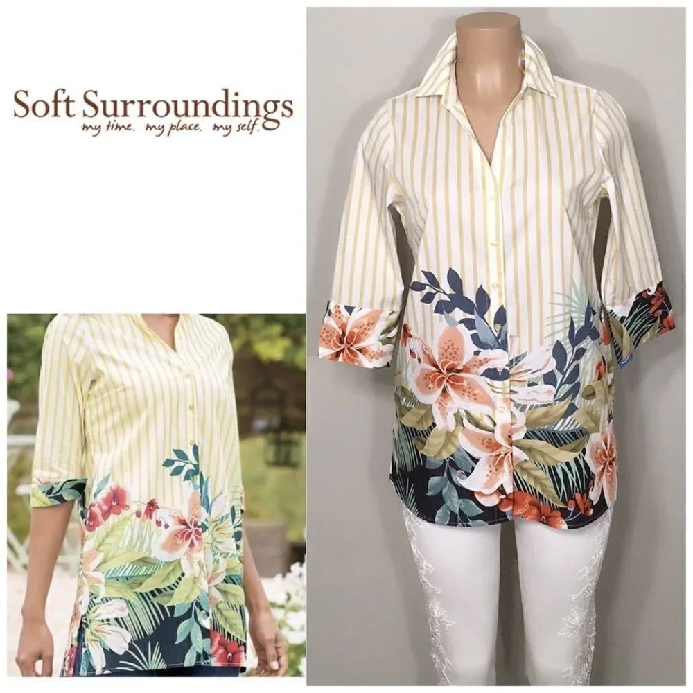 New. Floral stretch tunic. Runs big. NWOT